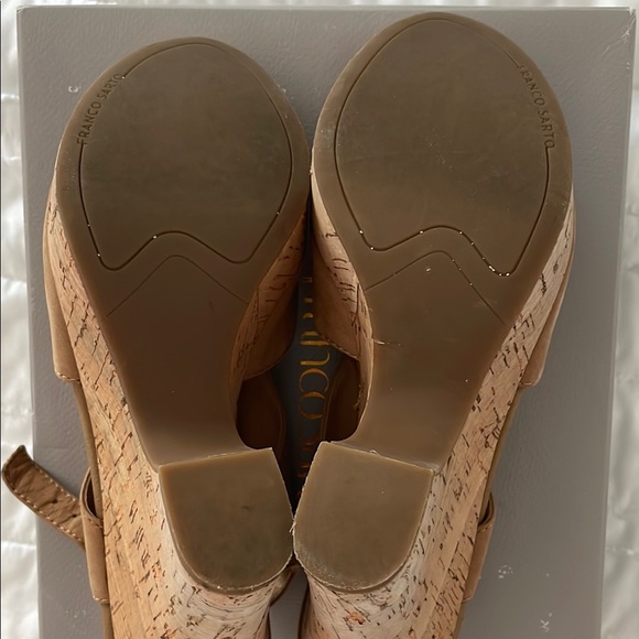 Franco Sarto Tan Wedge Slingback Sandals - Picture 3 of 3